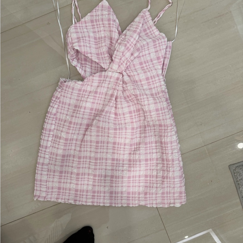 Zara Pink Checkered Mini Dress